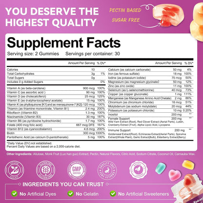 Totaria Sugar Free Women's Multivitamin Gummies with Iron, Mixed Flavours