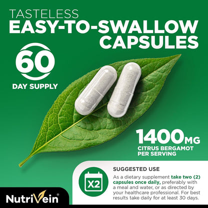 Nutrivein Premium Citrus Bergamot Supplement 1400mg, 120 Capsules