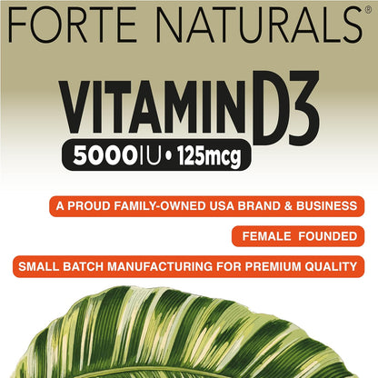 Forte Naturals Vitamin D3 5000 IU - 60 Soft gel capsule Capsules with Organic Olive Oil – Image 8