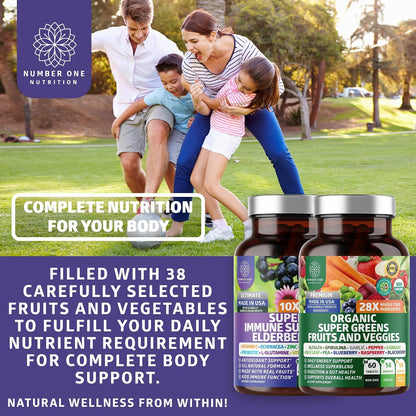 N1N Premium Organic Super Fruits & Veggies + Immune Support - 120 Capsules