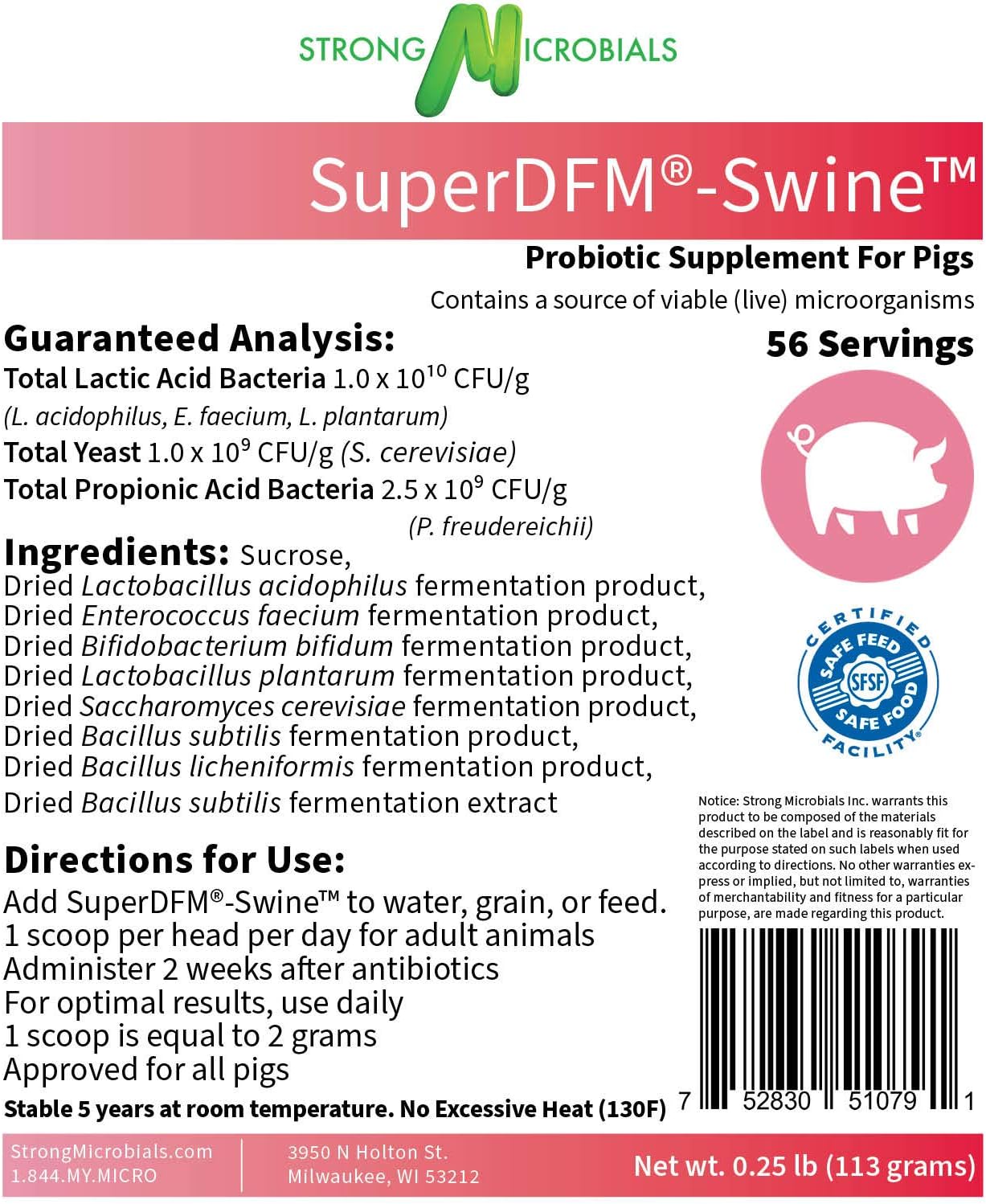 SuperDFM-Swine, Probiotic Supplement for Pigs, 56 Servings - görsel 2