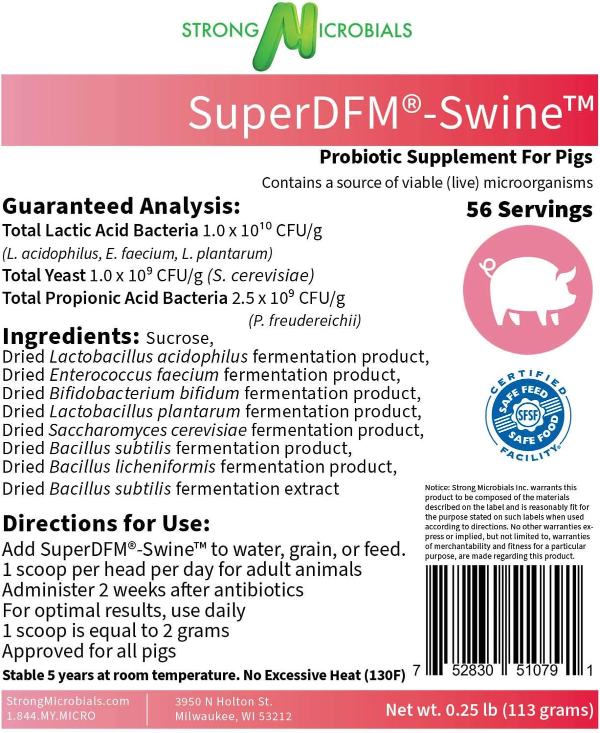 SuperDFM-Swine, Probiotic Supplement for Pigs, 56 Servings - görsel 2