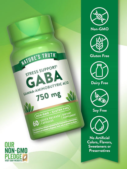 Nature's Truth GABA 750mg Capsules – 60 Count