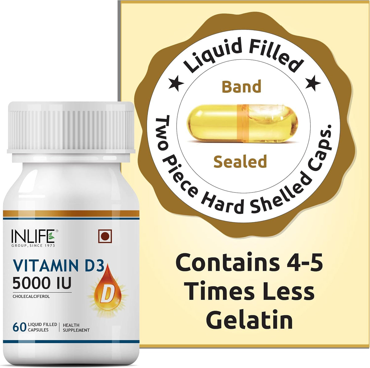 INLIFE Vitamin D3 5000 IU with Extra Virgin Coconut Oil - 60 Softgels - görsel 7