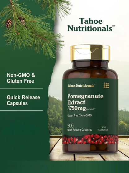 Pomegranate Extract | 200 Capsules | Non-GMO, Gluten-free Food Supplement