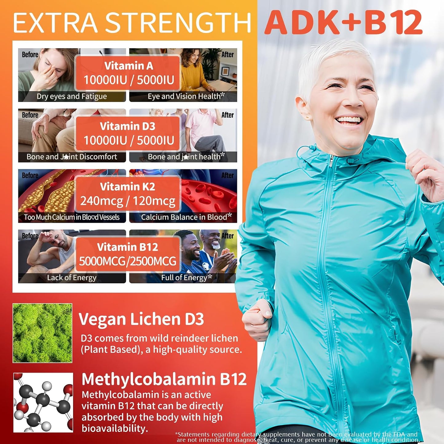 NEVISS Sugar-Free ADK + Vitamin B12 Gummies – Multivitamin with D3, K2 (MK-7), A, C, Zinc, Methyl B12 – Vegan, 120 Gummies - görsel 4