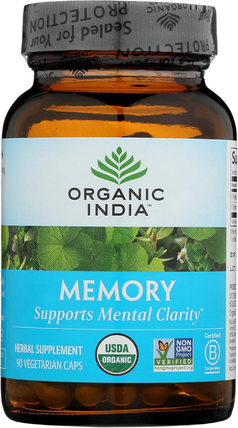 Organic India Organic Memory Capsules - Mental Clarity Support - 90 Vegetarian Capsules - görsel 1