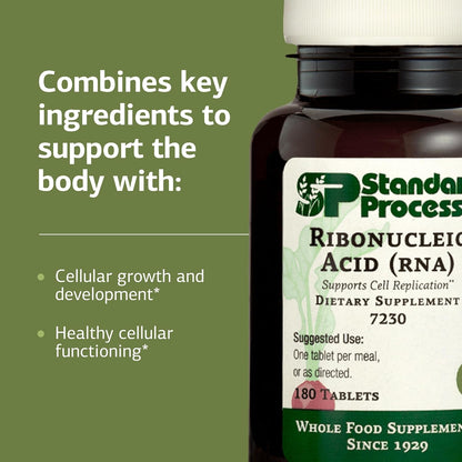 Standard Process Ribonucleic Acid RNA Food Supplement - Vegan, Gluten-Free, Non-Soya & Non-Grain - Cell Development Support - 180 Tablets
