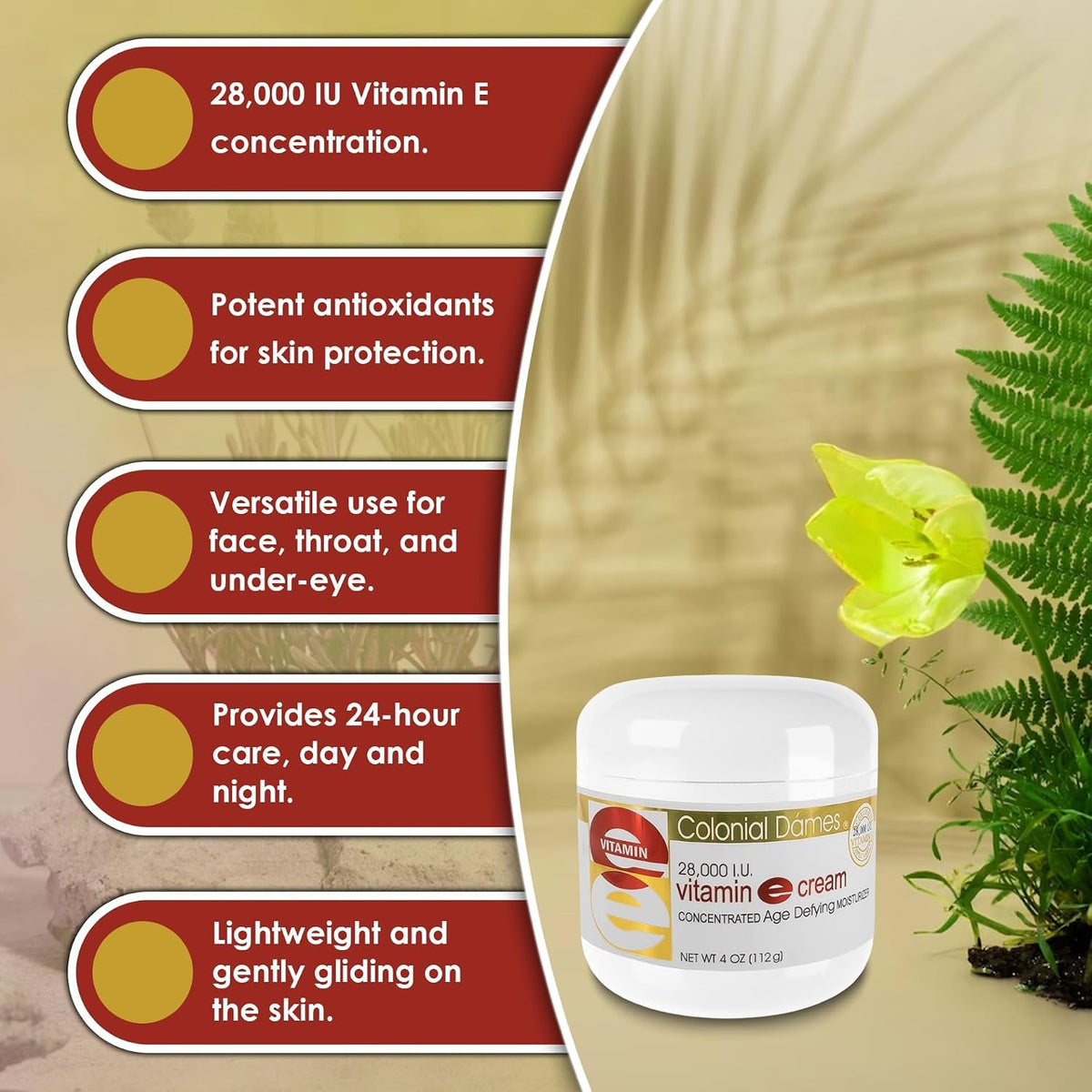 Colonial Dames Concentrated Vitamin E Moisturising Cream - 28,000 IU for Dry Skin & Fine Lines - görsel 8