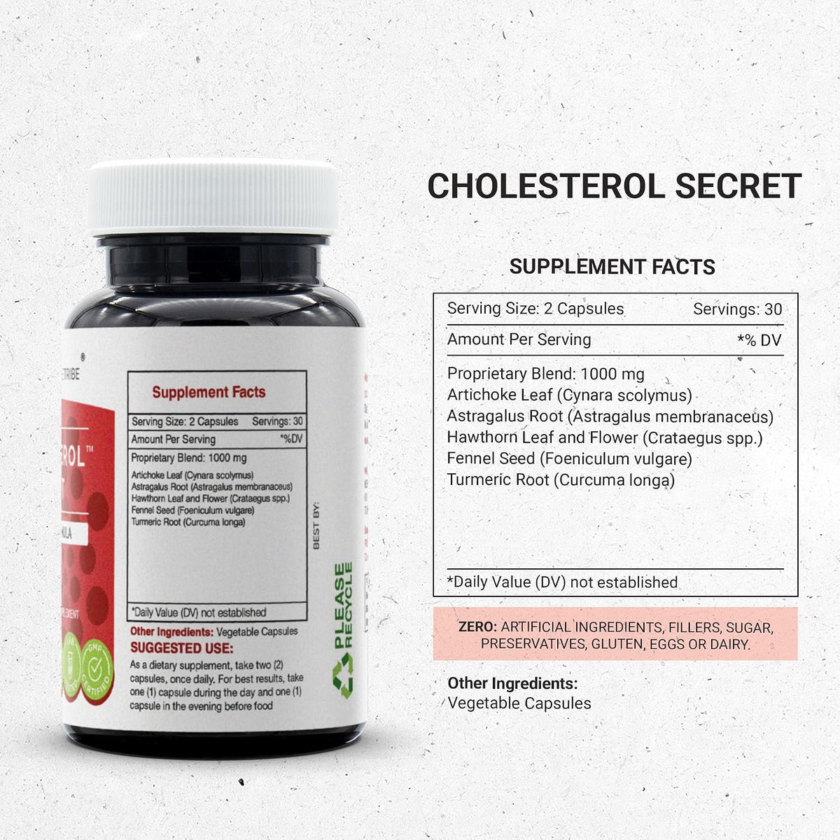 Secrets of the Tribe - Cholesterol Secret, Blood Lipid Formula, Herbal Supplement Blend (60 Capsules) - görsel 3