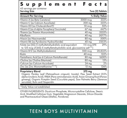 MICHAEL'S Health Naturopathic Programmes Teen Boys Daily Multivitamin – 90 Vegetarian Tablets