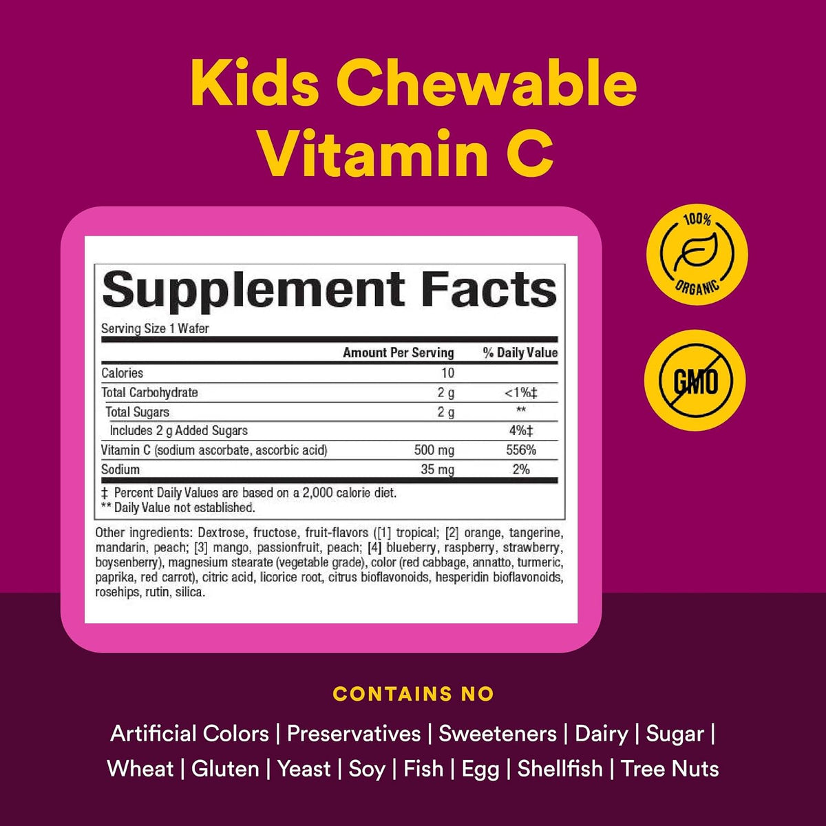 Natural Factors Kids Chewable Vitamin C 500 mg - Mixed Fruit - 90 Wafers - görsel 4