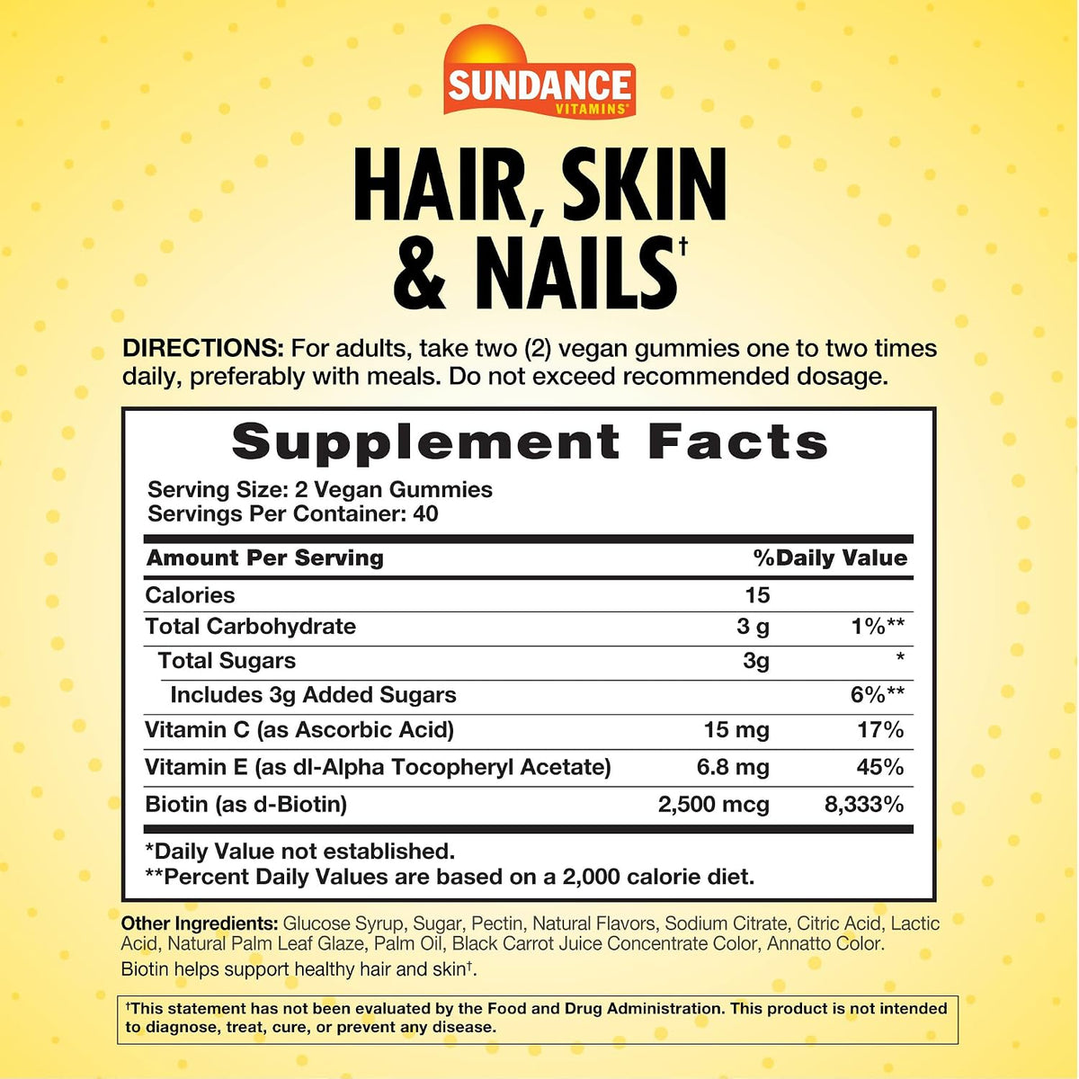 Sundance Hair, Skin and Nails Gummies with – Vitamin C and E for antioxidant support – Image 2