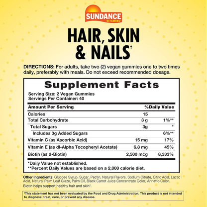 Sundance Hair, Skin and Nails Gummies with – Vitamin C and E for antioxidant support – Image 2