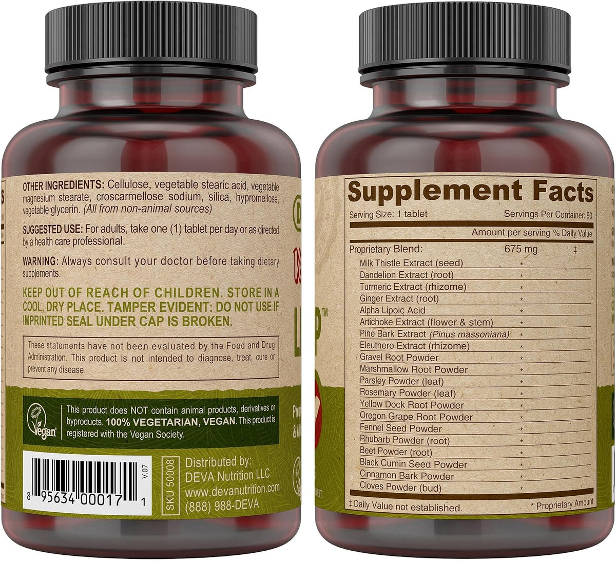 DEVA Vegan Liver Support Tablets 2-Pack - Herbal & Nutraceutical Blend, 90 Count Each - görsel 2