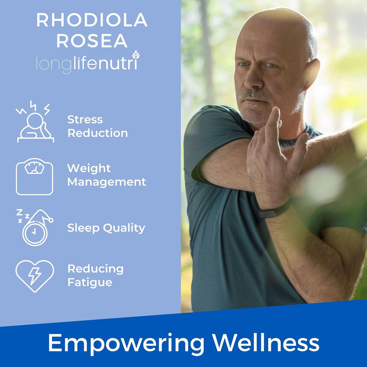 LongLifeNutri Rhodiola Rosea 1000mg - 180 Vegetarian Capsules for Mental & Physical Health, Non-GMO, 3-Month Supply, Made in USA - görsel 4