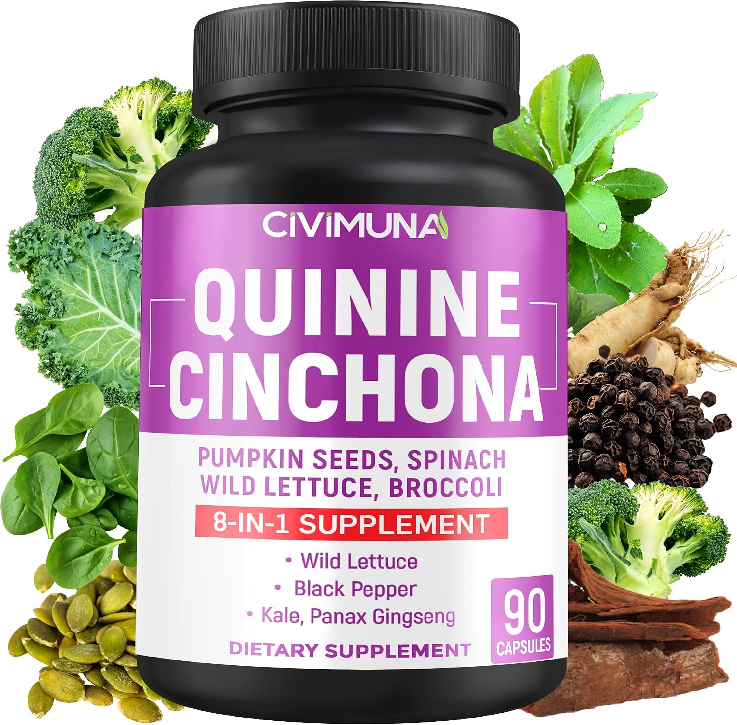 CIVIMUNA Quinine Cinchona Bark Capsules - 90 Capsules - görsel 1