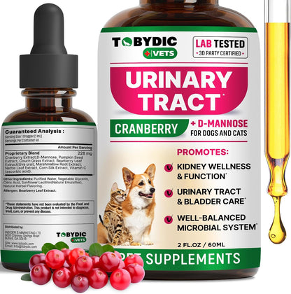 Cat & Dog Urinary Tract Support with Cranberry & D-Mannose – Natural Supplement for Feline and Canine Kidney and Bladder Health