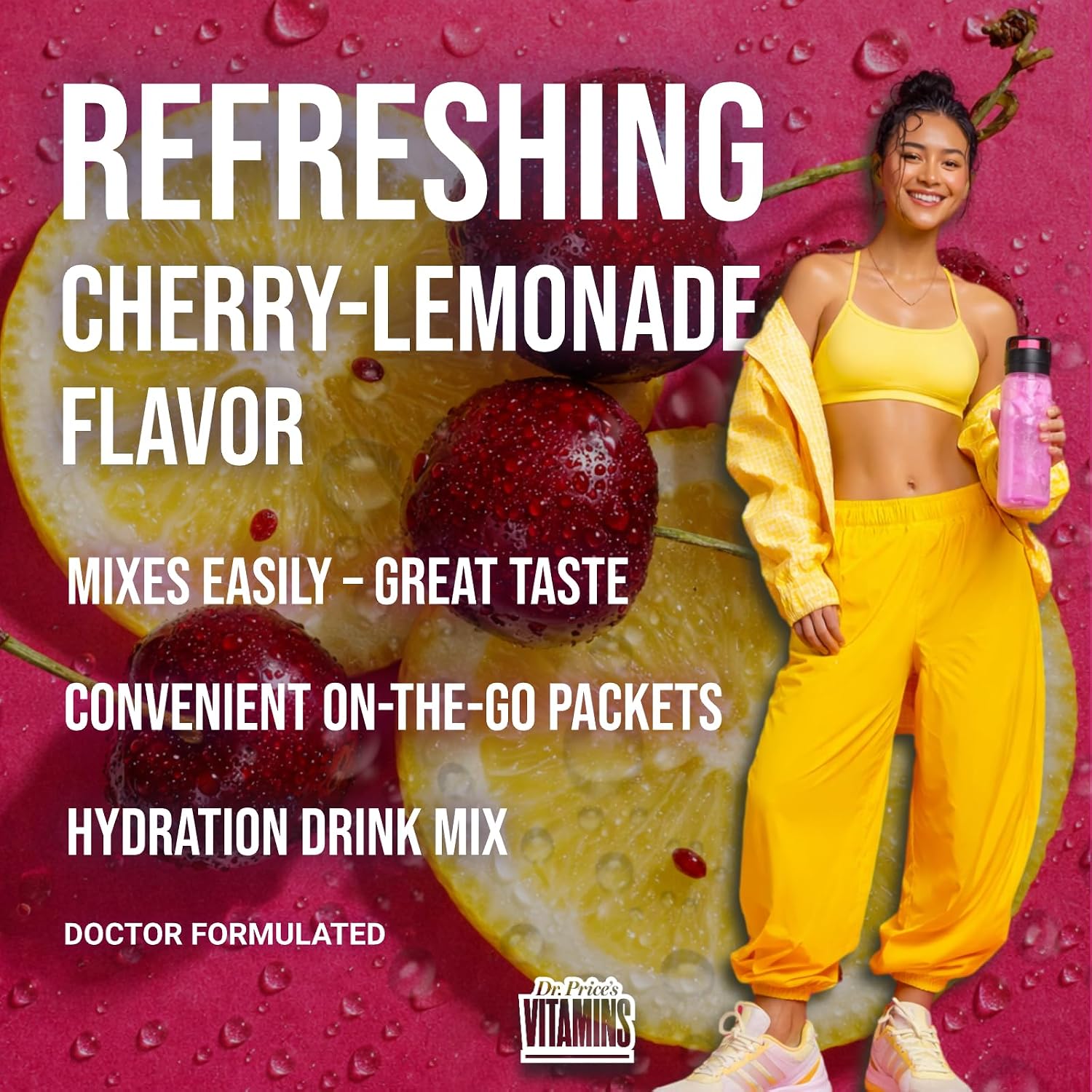 Dr. Price's Electrolytes Hydration Powder Packets – Cherry Lemonade, Sugar-Free Electrolyte Drink Mix with 72+ Trace Minerals, 30 Packets - görsel 5