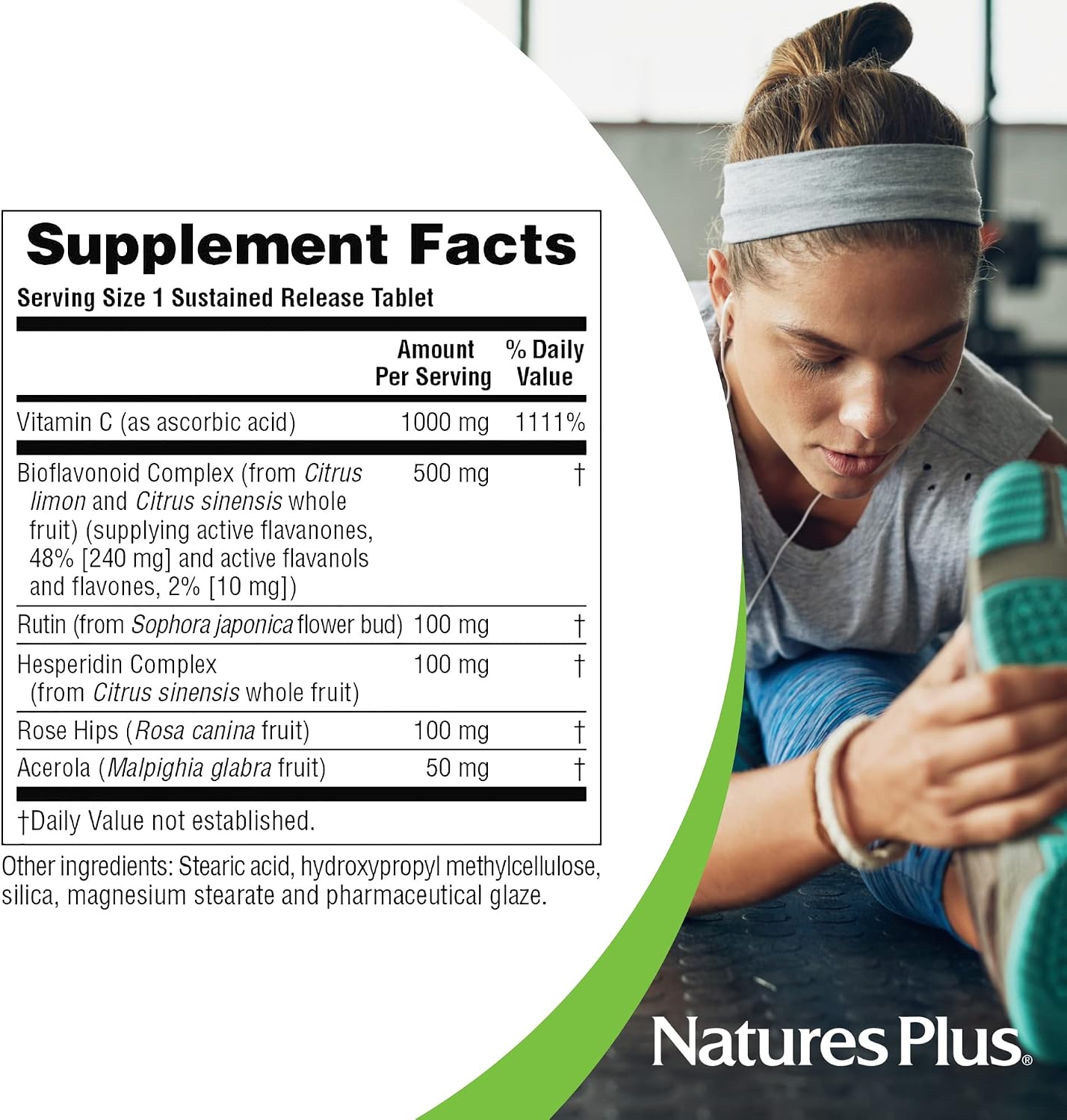 NaturesPlus Super C Complex, Sustained Release - 180 Tablets - 1000mg Vitamin C + 500mg Bioflavonoids - Vegetarian, Gluten-free - 180 Servings - görsel 5