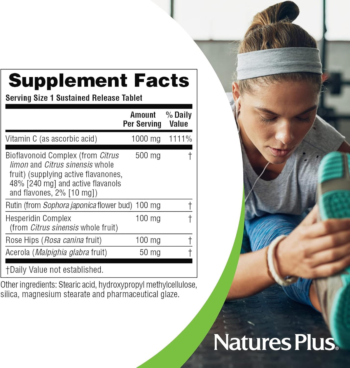 NaturesPlus Super C Complex, Sustained Release - 180 Tablets - 1000mg Vitamin C + 500mg Bioflavonoids - Vegetarian, Gluten-free - 180 Servings - görsel 5