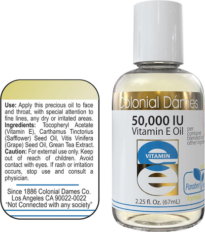 Colonial Dames High Potency 50,000 IU Vitamin E Oil Blend – A Premium Antioxidant Skin Therapy Oil for the Whole Body