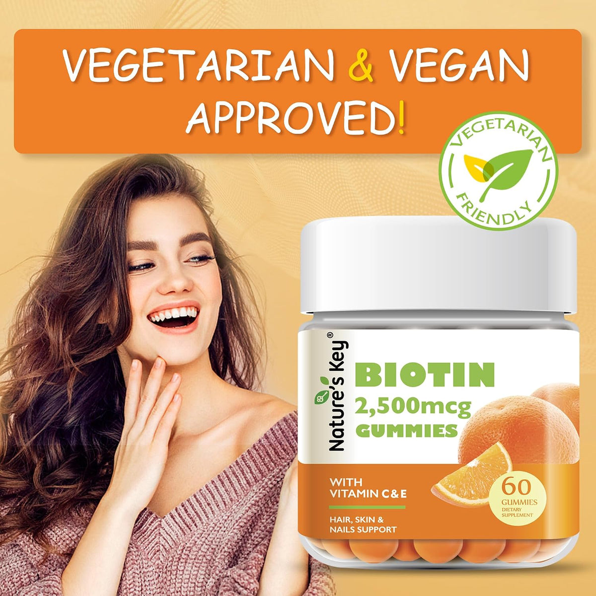 Nature's Key Biotin Gummies with Vitamin C & E – 60 Gummies - görsel 2