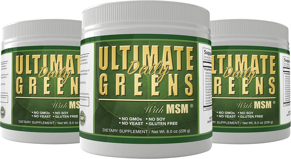 Daily Health Ultimate Greens Powder - Immune Support, Vegan-Friendly, Alkalising Superfood Drink, Non-GM, Gluten & Soya-free, 227 g (8 oz) (3 Pack) - görsel 1