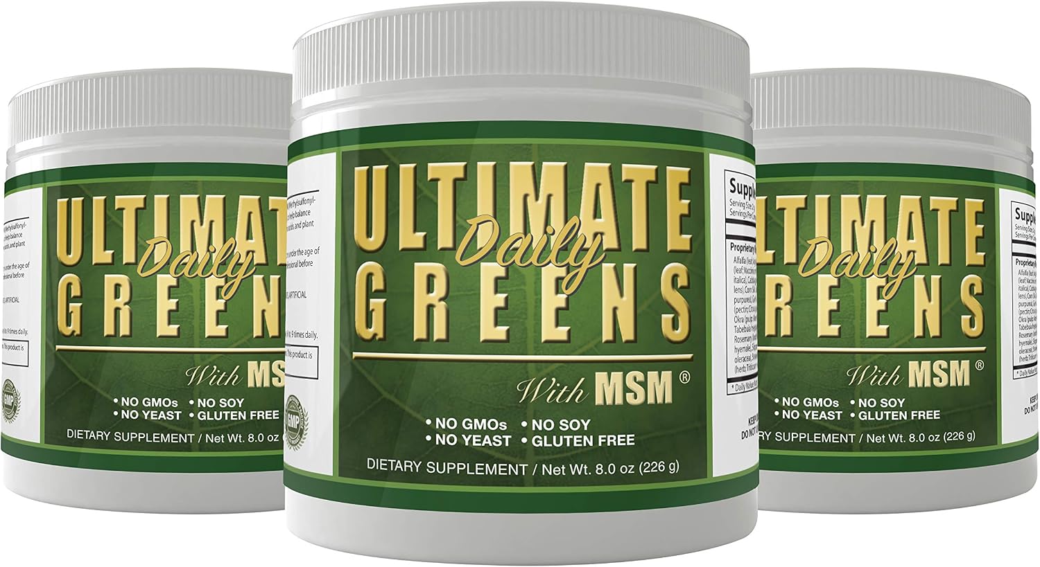 Daily Health Ultimate Greens Powder - Immune Support, Vegan-Friendly, Alkalising Superfood Drink, Non-GM, Gluten & Soya-free, 227 g (8 oz) (3 Pack) - görsel 1