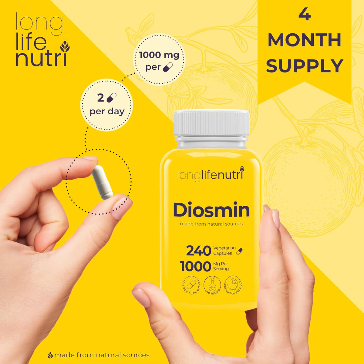 Diosmin 1000mg Advanced Formula – 240 Capsules for Circulatory Health Support - görsel 5