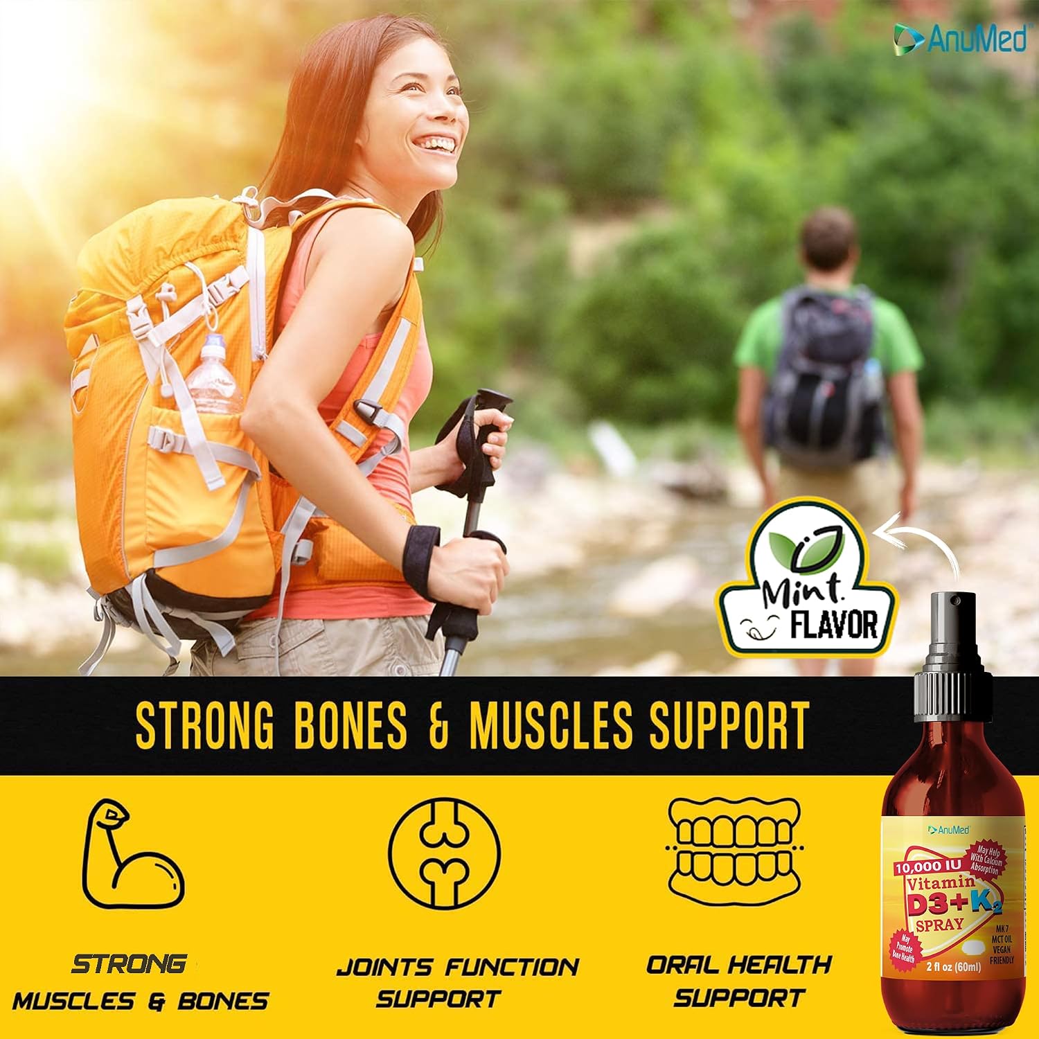 Vitamin D3 K2 10,000 IU Liquid Spray with Organic MCT Oil, Vitamin A & K2 – Vegan, Non-GMO, Gluten-Free (60 ml) - görsel 2