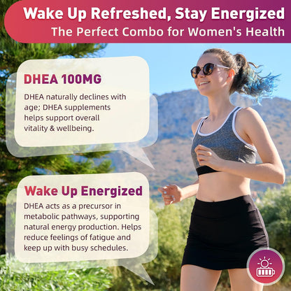 DHEA Gummies for Women | DHEA Supplement | 100mg/50mg Chewable with Boron, Inositol and Magnesium | Pro-Ageing, Ovarian Support, Sleep Support | Vegan | 60 Gummies