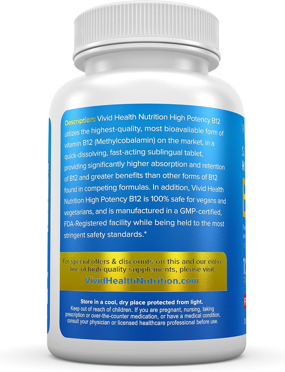 Energy-Boosting Vitamin B12 Sublingual Tablets | Quick Dissolve Vegan B12 with Methylcobalamin, 120 Fruit Punch Tablets - görsel 2