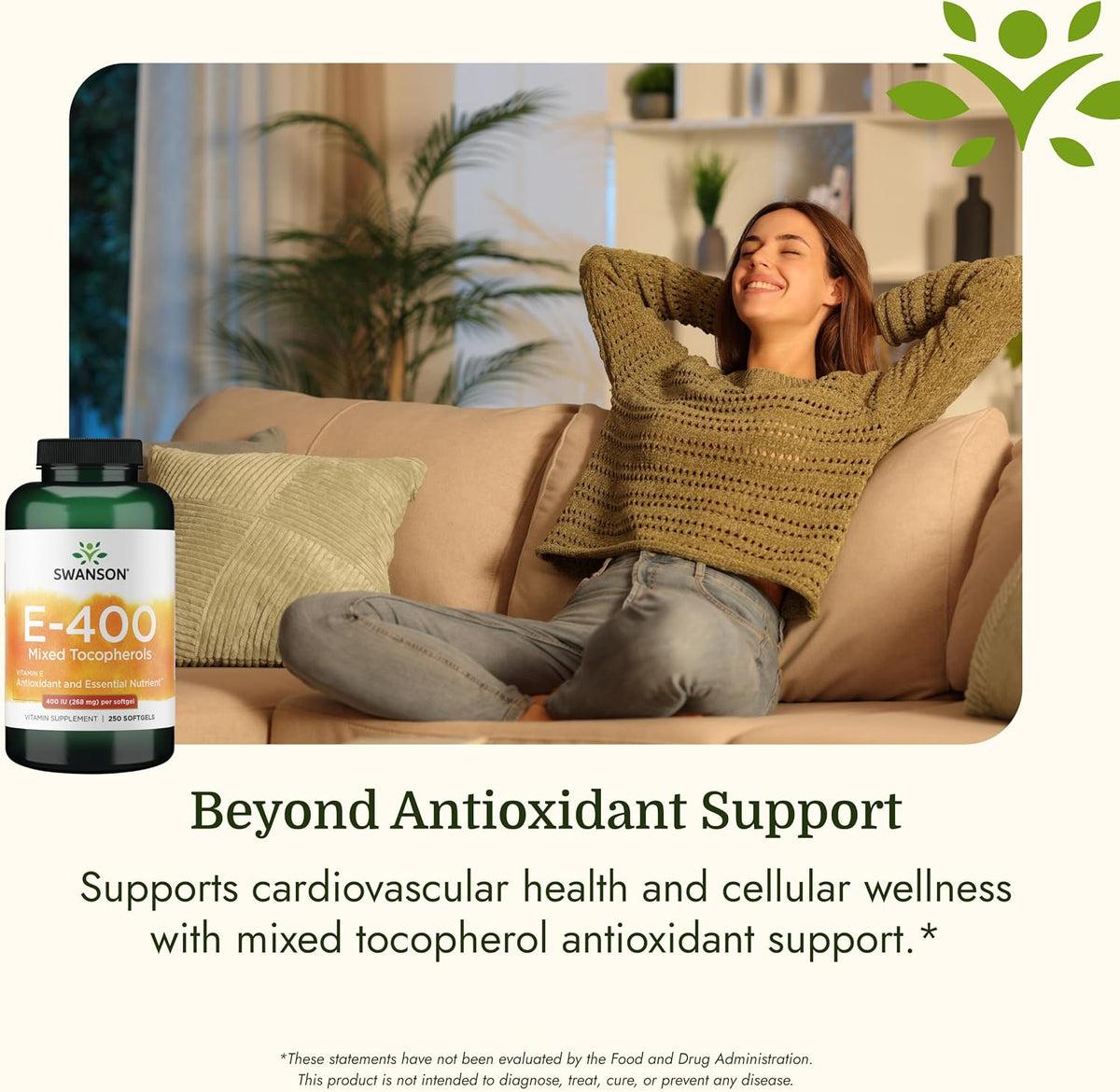 Swanson E-400 Mixed Tocopherols - Antioxidant Food Supplement to Support Heart Health* - Contains D-Alpha Tocopherol - Non-GMO - 250 Softgels - görsel 5