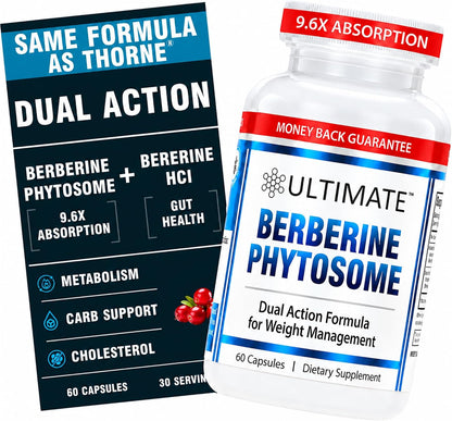 Ultimate Berberine Phytosome – Dual Action Formula with Phytosome Plus Botanical Extract, 30 Servings