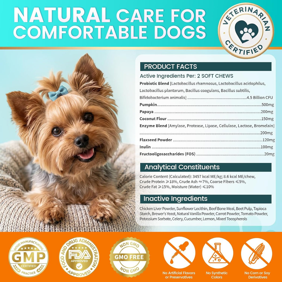 Probiotics for Dogs, Chicken Flavour (200 Chews) – Supports Digestive Health, Skin & Immunity - görsel 7