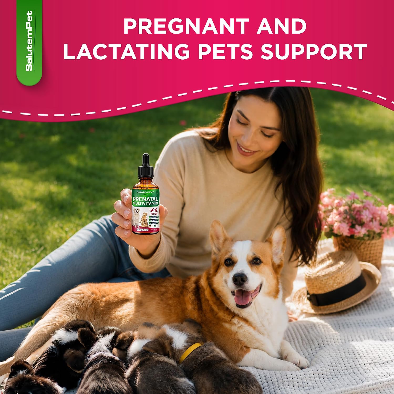 SalutemPet Dog Prenatal Vitamins – Liquid Multivitamin for Pregnant & Lactating Dogs & Cats – All Breeds – 2 fl oz (60 ml) - görsel 8