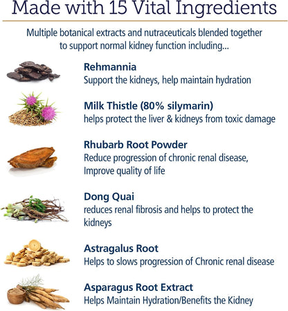 Rx Vitamins Rx Renal Canine Kidney Support for Dogs - Milk Thistle Extract, Green Tea, & Cordyceps Capsules for Dogs - Dog Kidney Support Supplement - 120 ct
