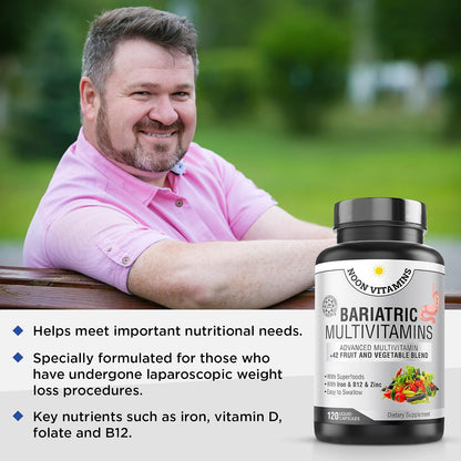 Bariatric Multivitamin with Iron for Women & Men - All-in-One 42 Superfood Blend for Energy & Immune Support - Post-Surgery Recovery, Easy-to-Swallow, Halal, Made in USA (120 Liquid Capsules)
