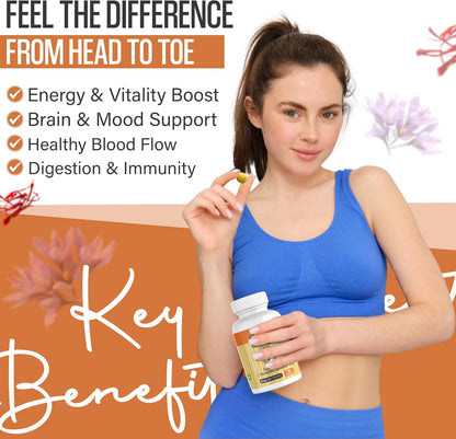 Saffron Dietary Supplement - Mood Support - Naturally Feel Upbeat - No Withdrawal Effects - Greater Emotional Wellbeing - 100% Herbal and Natural, 180 Tablets