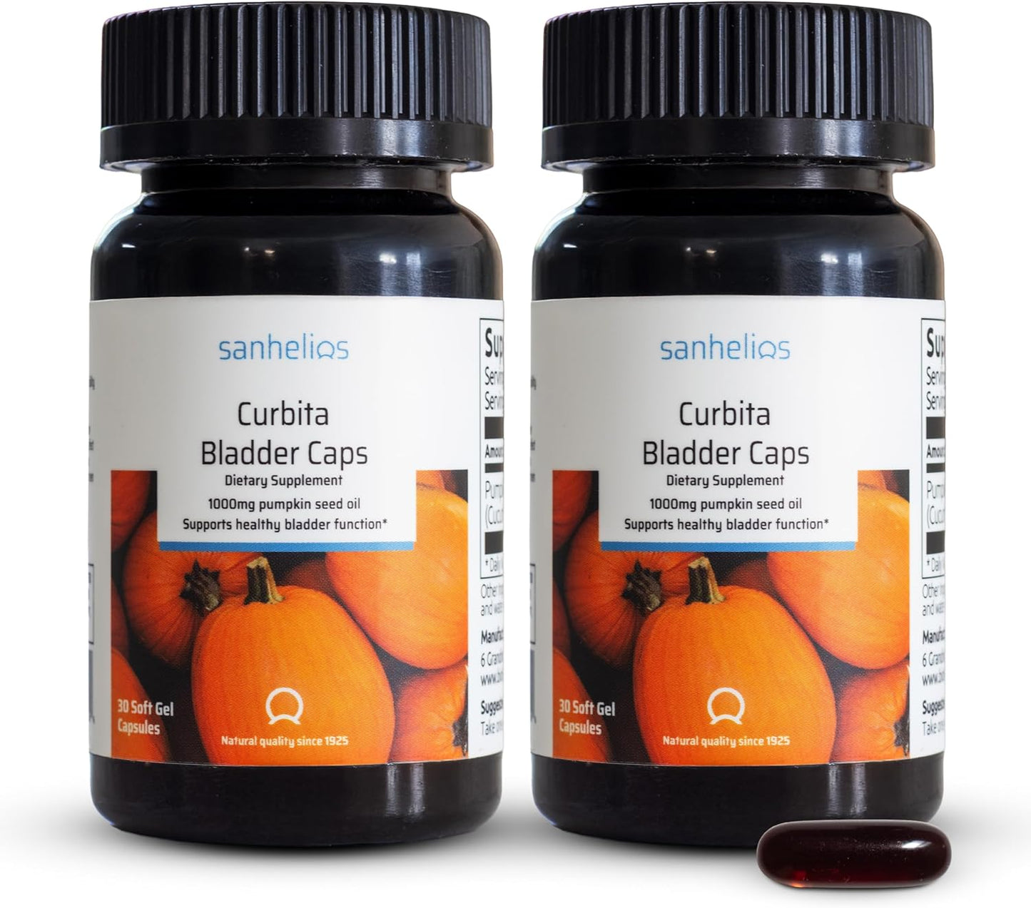 Sanhelios Curbita Bladder Caps - Pumpkin Seed Oil 1000mg, 60 Capsules (Pack of 2) - görsel 1
