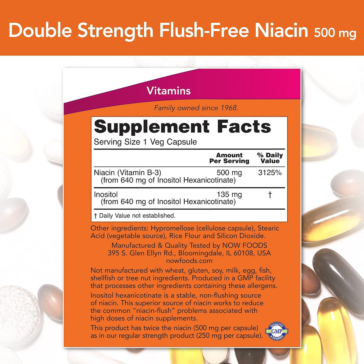 NOW Foods Flush Free Niacin Double Strength 640mg, 90 Vegan Capsules (Pack of 2) - görsel 2