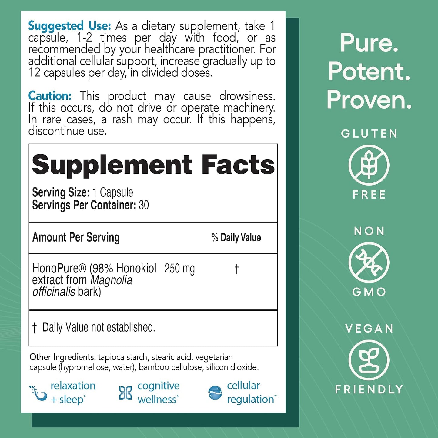 ecoNugenics Brain Health Supplement Bundle – PectaSol Modified Citrus Pectin Fibre + HonoPure Magnolia Bark Extract — Nootropic Pack for Sleep, Stress Relief, Cognitive Function, GABA Support - görsel 5