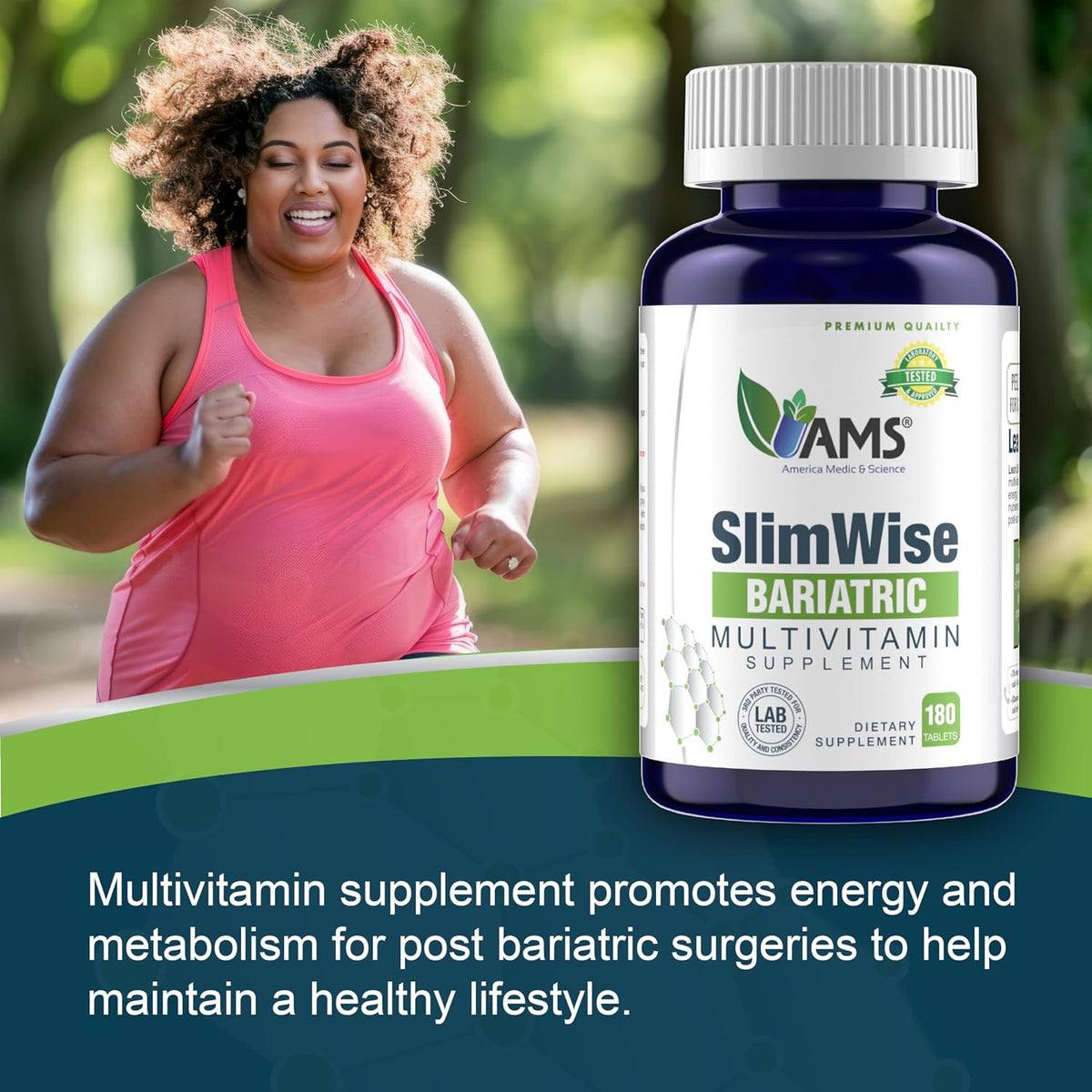 America Medic & Science SlimWise Bariatric Multivitamin – 180 Caplets (2-Month Supply) – Post-Gastric Bypass & Sleeve Gastrectomy Support with Iron, B12, Vitamin D3, Folate – Easy-to-Swallow - görsel 5