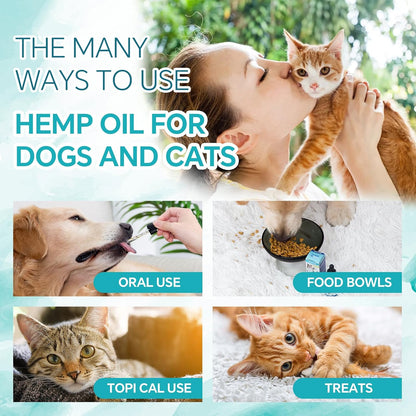 Woyamay Hemp Oil for Dogs and Cats – Organic Hemp Oil Drops Rich in Omega 3, 6, 9