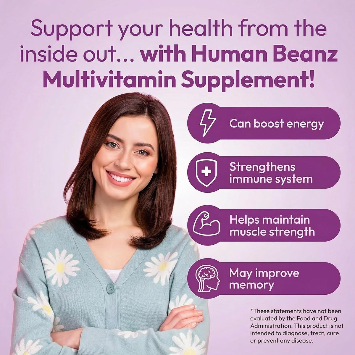 Human Beanz Multivitamin Jelly Bean Gummies with Zinc, Berry Blast, 120 Jelly Beans - görsel 4