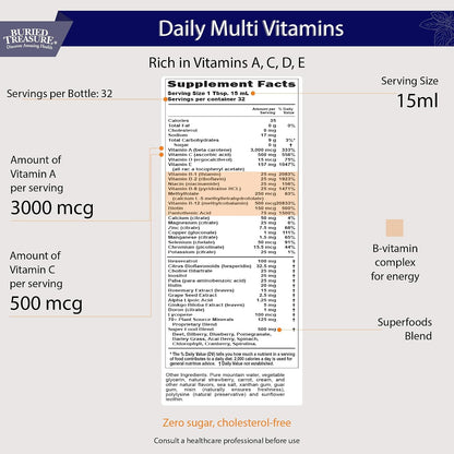 Buried Treasure Daily Nutrition Liquid Multivitamin and Mineral Supplement with Trace Minerals and Superfoods