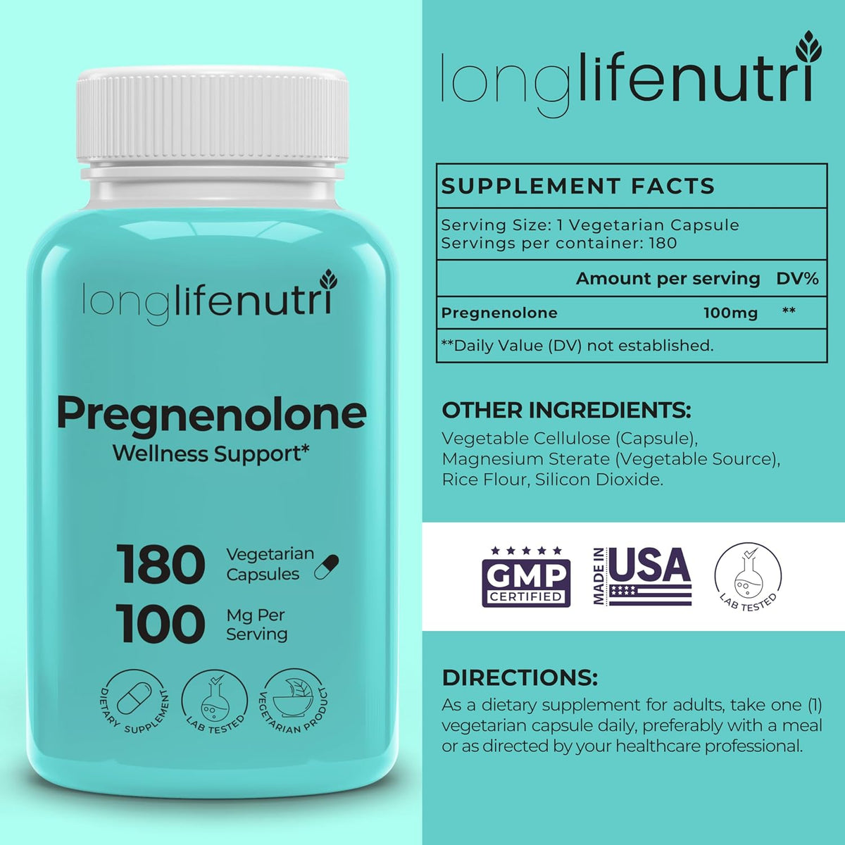Brain & Hormone Support Pregnenolone – 180 Vegetable Capsules - görsel 2
