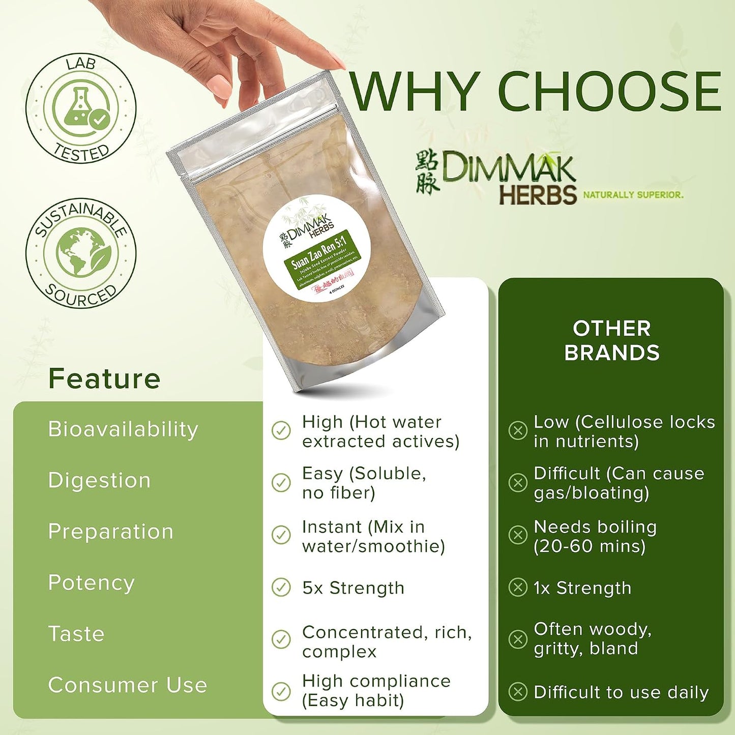Dimmak Herbs Organic Suan Zao Ren 5:1 Extract – Premium Natural Sleep Aid (113 g) - görsel 6