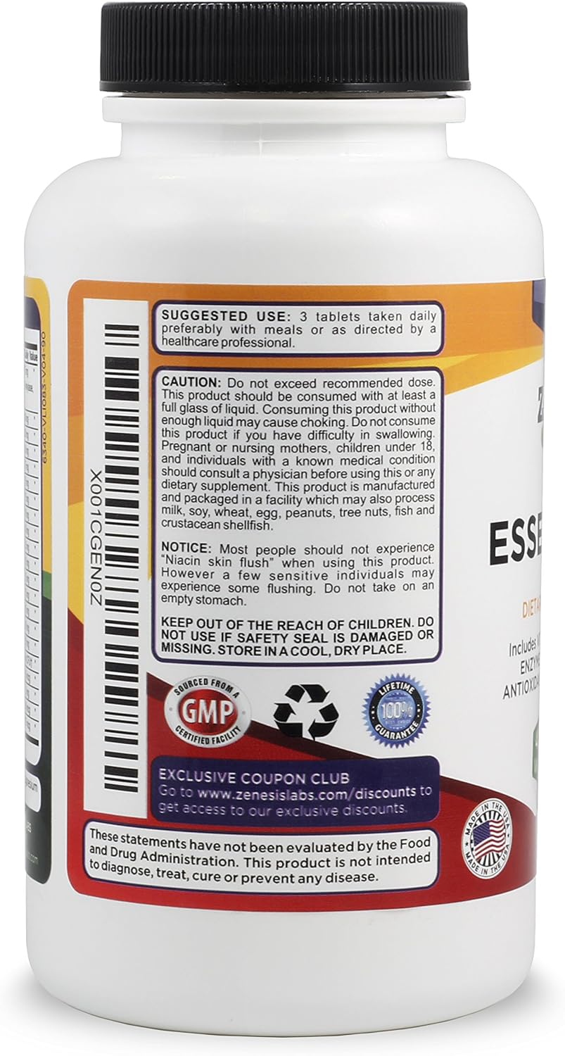 Essentials - Natural & Nutrient Rich Multivitamin with Minerals, Enzymes, Amino Acids, Antioxidants and Probiotics (90 Tablets) - görsel 4